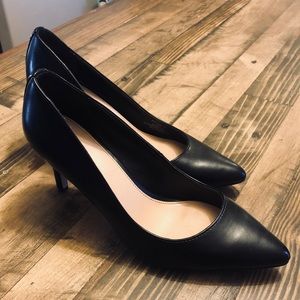 BCBG black heels , stiletto pumps , gold detail